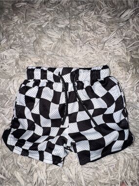 Black & White Checkered Athletic Toddler Basketball Shorts Little Trouble 2T
